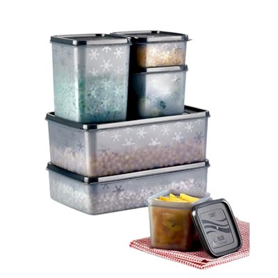 Deconox No Frost Silikon Yumuşak Kapalı Saklama Kabı Dondurucu ve Buzluk Saklama Kabı 1400ml, Kapaklı No Frost Saklama Kabı 1400Ml, Derin Dondurucu Saklama Kabı 1400Ml