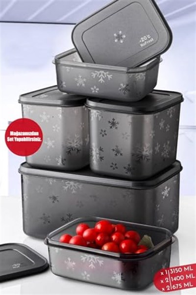 Deconox No Frost Silikon Yumuşak Kapalı Saklama Kabı Dondurucu ve Buzluk Saklama Kabı 1400ml, Kapaklı No Frost Saklama Kabı 1400Ml, Derin Dondurucu Saklama Kabı 1400Ml