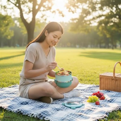 Deconox Paslanmaz Çelik 2 Katlı Yemek Termosu, 1.4 Lt Çelik ve Plastik Dış Yüzey, Beslenme Kabı, Öğle Yemeği Kutusu, Çatal Kaşık Bölmeli, Isı Koruyucu, Sızdırmaz, Okul, Ofis, Piknik için İdeal (YEŞİL)