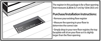 Decor Grates 2 inch 12 inç Gotik Black Steel Floor Register, AGH212-BLK