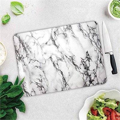Decorita 10001503001 Beyaz Mermer Görünümlü Cam Kesme Tahtası, 30cm x 40cm - Seçenekler: 30U x 20G cm, 40U x 30G cm