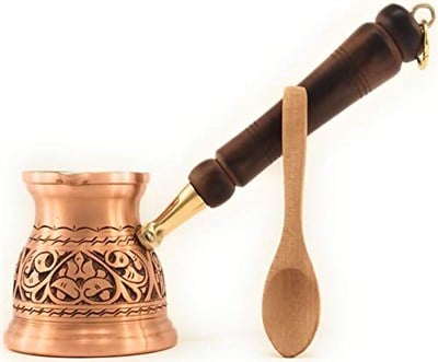 DEDE Copper - IST Serisi (Orta-9.6 fl.oz) - En Kalın Katı Bakır Oyma Türk Yunan Arapça Cezvesi, Ocak Üstü Kahve Makinesi, Cezve, Jezve, Jazva, Jazzve, Ibrik, Briki (Mat)