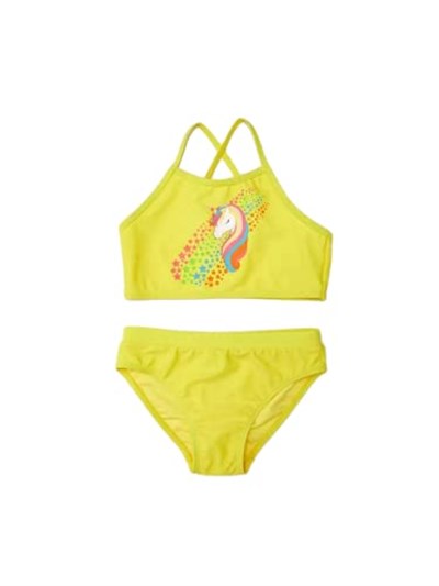 DEEP BEACH Baskılı kız çocuk bikini takım SARI 7-8 Yaş