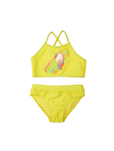 DEEP BEACH Baskılı kız çocuk bikini takım SARI 7-8 Yaş