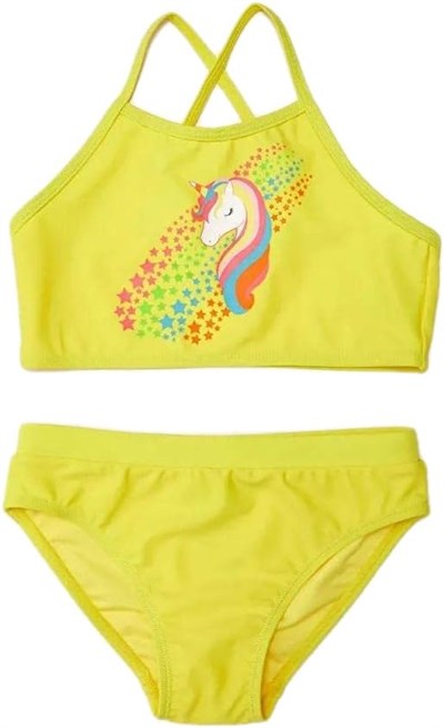 DEEP BEACH Baskılı kız çocuk bikini takım SARI 9-10 Yaş