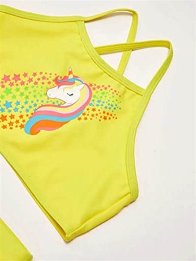 DEEP BEACH Baskılı kız çocuk bikini takım SARI 11-12 Yaş