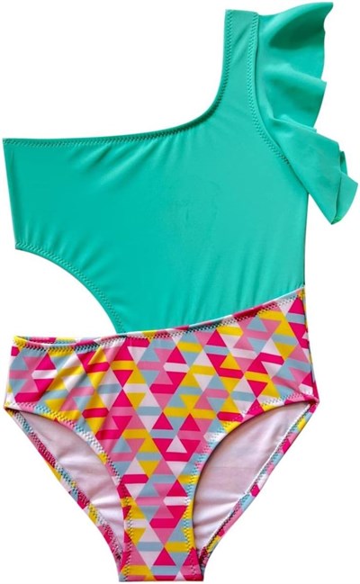 DEEP BEACH KOLU VOLAN DETAYLI KIZ ÇOCUK MAYO DB200566CM BASKILI 6-7 Yaş