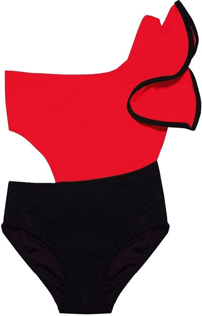DEEP BEACH KOLU VOLAN DETAYLI KIZ ÇOCUK MAYO DB200566CM KIRMIZI 7-8 Yaş