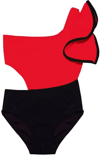 DEEP BEACH KOLU VOLAN DETAYLI KIZ ÇOCUK MAYO DB200566CM KIRMIZI 5-6 Yaş