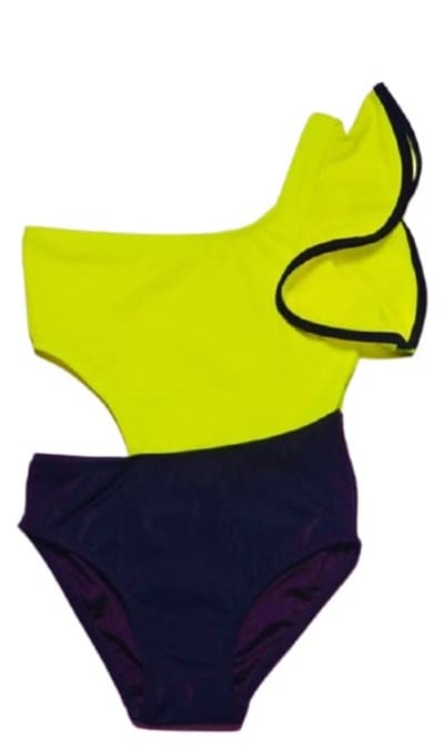DEEP BEACH NEON SARI KOLU VOLAN DETAYLI KIZ ÇOCUK MAYO DB200566CM NEON SARI-SİYAH 13-14 Yaş