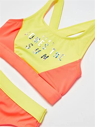 DEEP BEACH Sarı Baskılı kız çocuk bikini takım DB200745BT SARI BLOKLU 5-6 Yaş