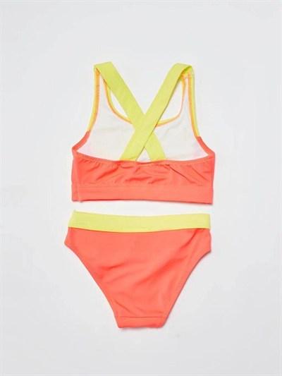 DEEP BEACH Sarı Baskılı kız çocuk bikini takım DB200745BT SARI BLOKLU 10-11 Yaş