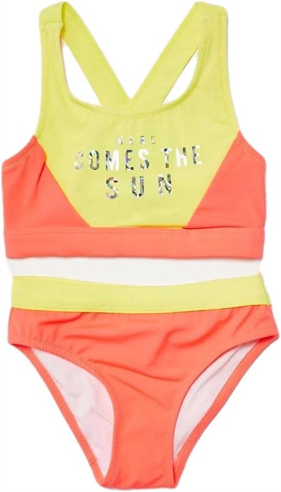 DEEP BEACH Sarı Baskılı kız çocuk bikini takım DB200745BT SARI BLOKLU 6-7 Yaş