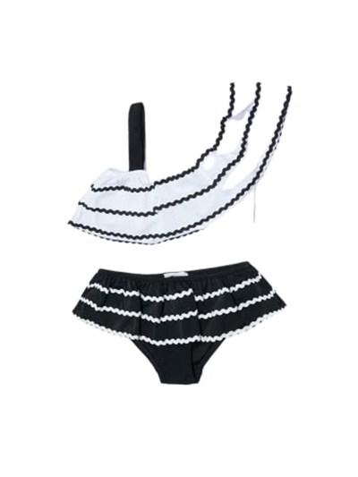 DEEP BEACH Sutaşı detaylı kız çocuk bikini takım SİYAH 8-9 Yaş