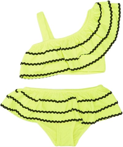 DEEP BEACH Sutaşı detaylı kız çocuk bikini takım NEON SARI 9-10 Yaş