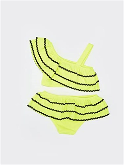 DEEP BEACH Sutaşı detaylı kız çocuk bikini takım NEON SARI 9-10 Yaş
