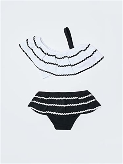 DEEP BEACH Sutaşı detaylı kız çocuk bikini takım SİYAH 10-11 Yaş