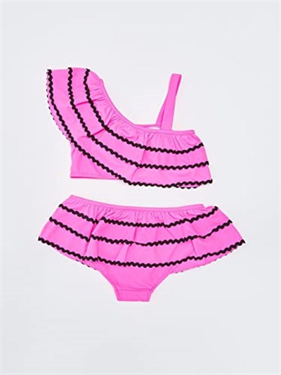 DEEP BEACH Sutaşı detaylı kız çocuk bikini takım NEON FUŞYA 10-11 Yaş