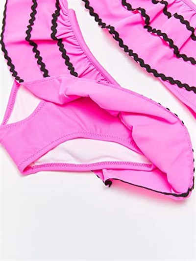 DEEP BEACH Sutaşı detaylı kız çocuk bikini takım NEON FUŞYA 6-7 Yaş