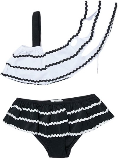 DEEP BEACH Sutaşı detaylı kız çocuk bikini takım SİYAH 6-7 Yaş