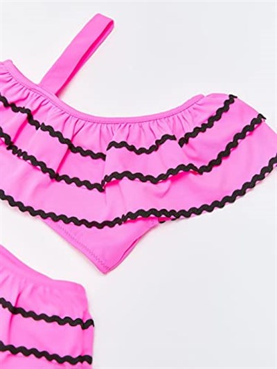 DEEP BEACH Sutaşı detaylı kız çocuk bikini takım NEON FUŞYA 12-13 Yaş