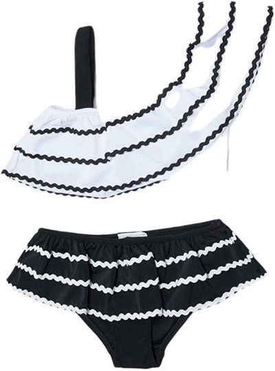 DEEP BEACH Sutaşı detaylı kız çocuk bikini takım SİYAH 5-6 Yaş