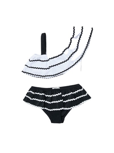DEEP BEACH Sutaşı detaylı kız çocuk bikini takım SİYAH 9-10 Yaş