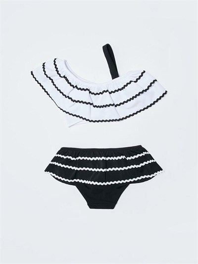 DEEP BEACH Sutaşı detaylı kız çocuk bikini takım SİYAH 5-6 Yaş
