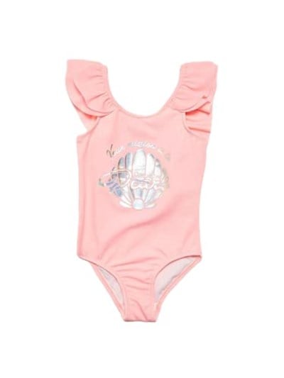 DEEP BEACH Varak baskılı kız çocuk mayo DB200722CM AÇIK PEMBE 5-6 Yaş