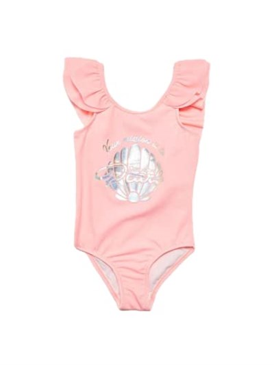DEEP BEACH Varak baskılı kız çocuk mayo DB200722CM AÇIK PEMBE 11-12 Yaş