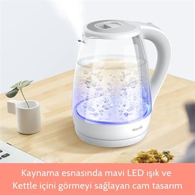 Deerma Sh30W 1,7Lt Mavi Işıklı Cam Kettle & Su Isıtıcı