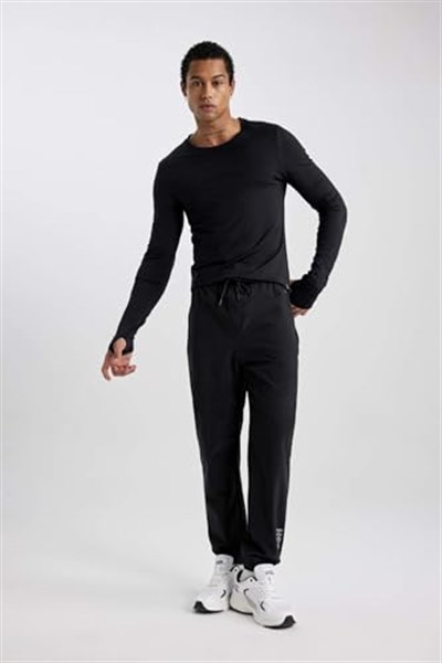 DeFacto DeFactoFit Slim Fit Çift Cepli Dokuma Sporcu Jogger Siyah L