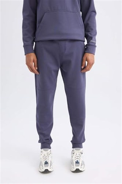 DeFacto DeFactoFit Standart Fit Beli Bağcıklı Lastikli Paça Skuba Dalgıç Kumaş Jogger Eşofman Altı Mor XL
