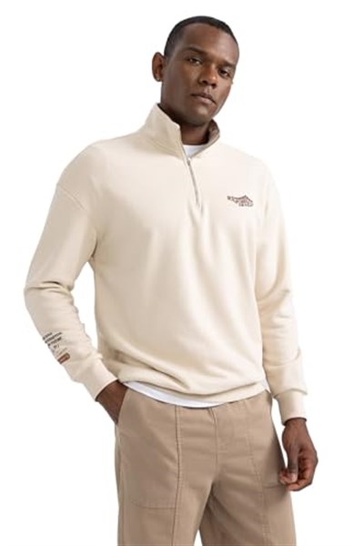DeFacto Erkek Comfort Fit Dik Yaka Sweatshirt
