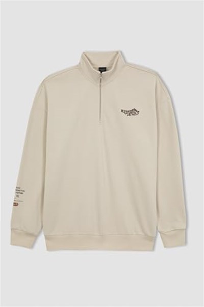 DeFacto Erkek Comfort Fit Dik Yaka Sweatshirt