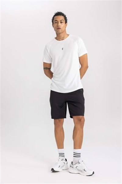 DeFacto Erkek DeFactoFit Slim Fit Bisiklet Yaka Baskılı Sporcu Tişört
