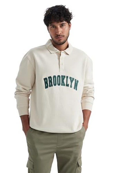 DeFacto Erkek Relax Fit Polo Yaka Sweatshirt