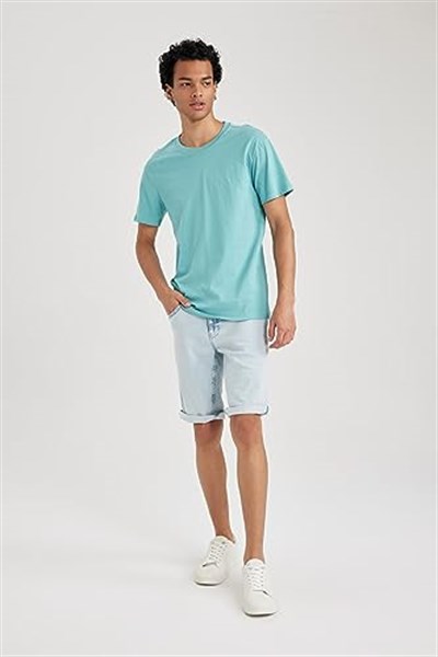 DeFacto Erkek Slim Fit Bisiklet Yaka Basic Tişört