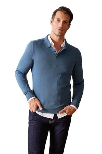 DeFacto Erkek Slim Fit Polo Yaka Kazak