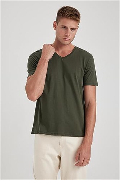 DeFacto Erkek Slim Fit V Yaka Tişört