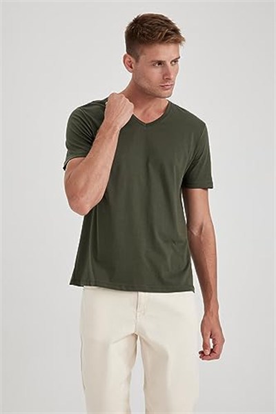 DeFacto Erkek Slim Fit V Yaka Tişört