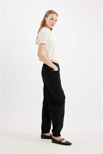 DeFacto Gabardin Jogger Pantolon Normal Bel Basic Düz Kargo Cepli