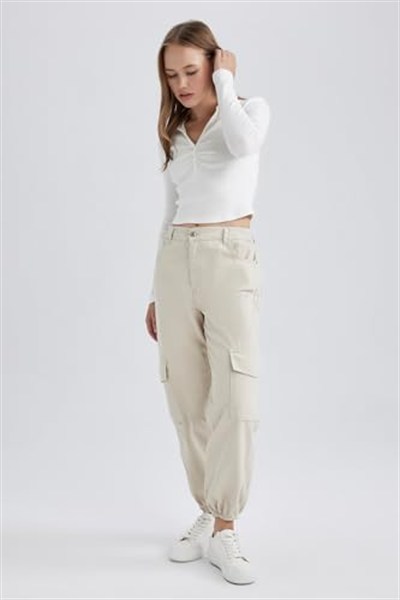 DeFacto Kadın Coool Kargo Jogger Gabardin Pantolon