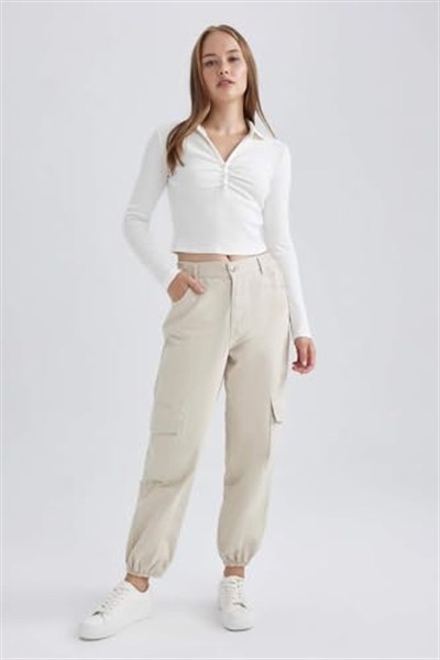 DeFacto Kadın Coool Kargo Jogger Gabardin Pantolon