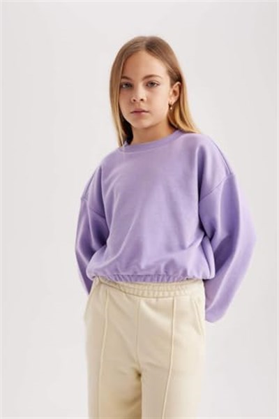 DeFacto Kız Çocuk Regular Fit Bisiklet Yaka Sweatshirt