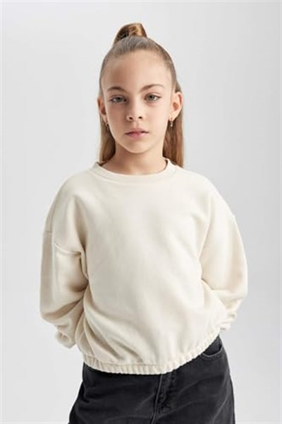 DeFacto Kız Çocuk Regular Fit Bisiklet Yaka Sweatshirt