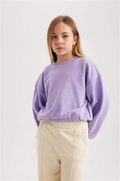 DeFacto Kız Çocuk Regular Fit Bisiklet Yaka Sweatshirt
