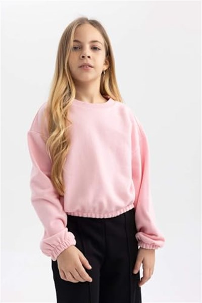 DeFacto Kız Çocuk Regular Fit Bisiklet Yaka Sweatshirt