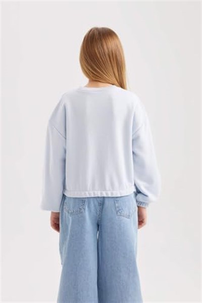 DeFacto Kız Çocuk Regular Fit Bisiklet Yaka Sweatshirt