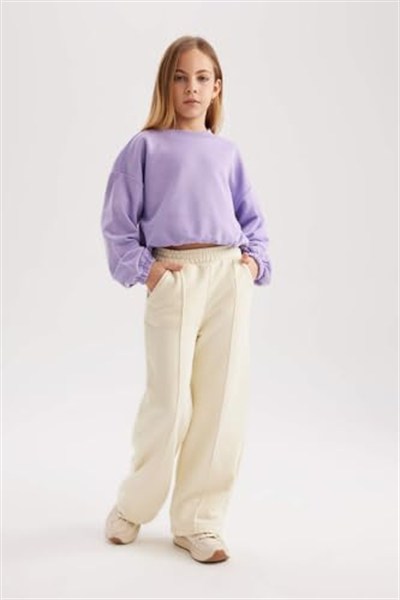 DeFacto Kız Çocuk Regular Fit Bisiklet Yaka Sweatshirt